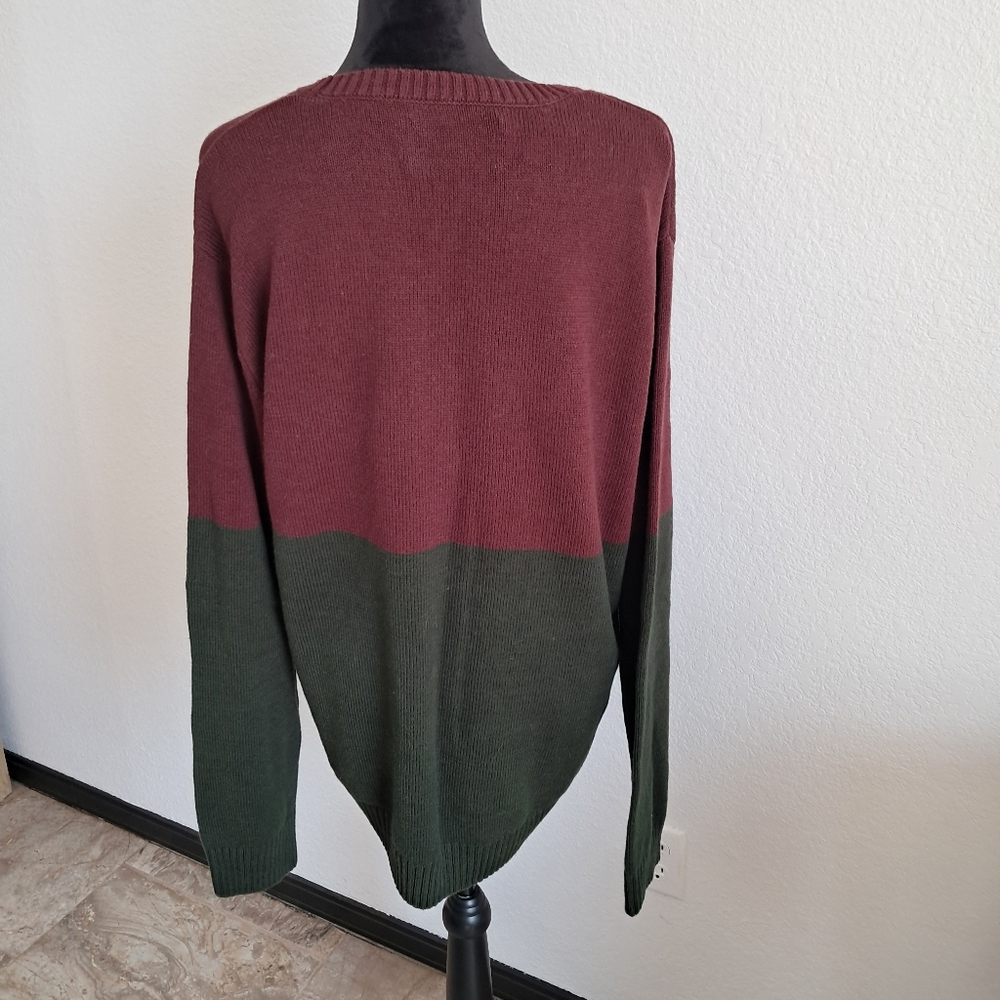Ugly Christmas Sweater Men’s XXL White Green Maroon Reindeer Snowflake Holiday - Picture 2 of 9